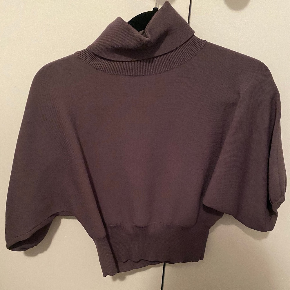 BABATON SHORT SLEEVE CROP TURTLE NECK